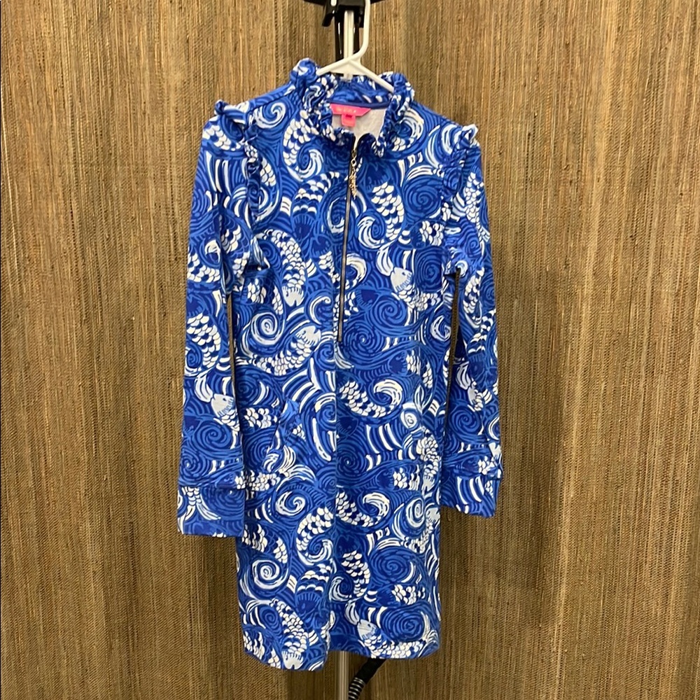 Vibrant Blue and White Swirl Dress